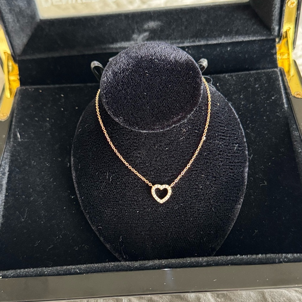 Tiffany Rose Gold Diamond Heart Pendant Necklace